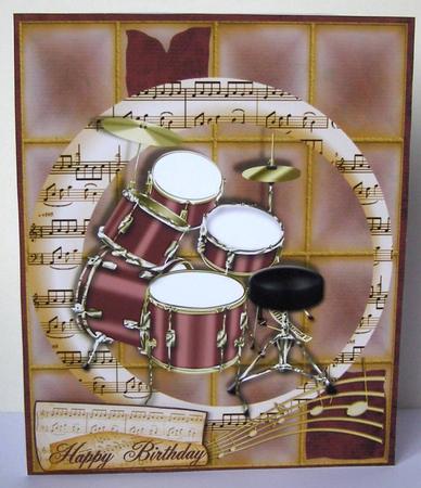 Drum Music Card Topper by Margaret McCartney