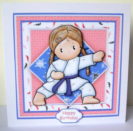 Karate Chloe Card Topper and Decoupage by Margaret McCartney