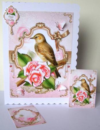 Lovely Vintage Bird with Soft Roses by Margaret McCartney
