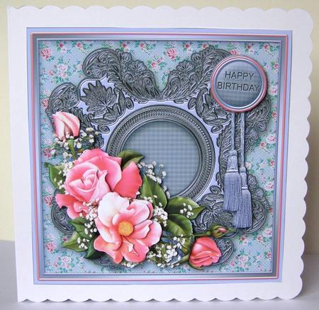 Pink Roses on a Fancy Frame Decoupage Mini Kit by Margaret McCartney
