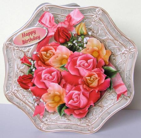 Rose Bouquet Wavy Octagon Card Mini Kit by Margaret McCartney