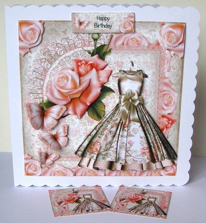 Beautiful Vintage Pink Rose Dress Card Front by Margaret McCartney