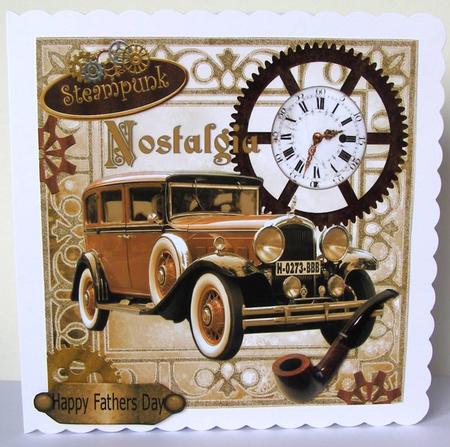 Fond Memories, Nostalgia, Steampunk with Vintage Car 8x8 by Margaret McCartney