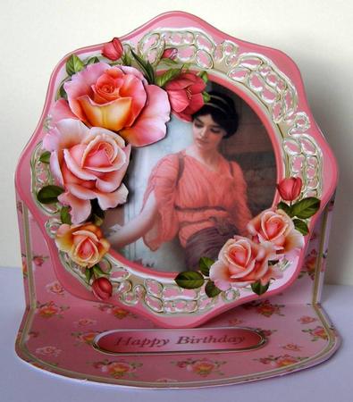 Romantic Roses Octagon Frame Easel Card Mini Kit by Margaret McCartney