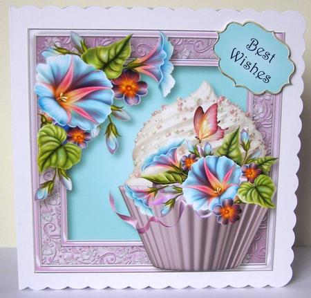 Morning Glory Cupcake 8x8 Quick Topper by Margaret McCartney