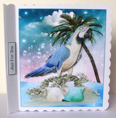 Tropical Isle Parrot Topper with Decoupage by Margaret McCartney