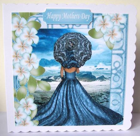 Looking Out at the Ocean, Lady with Parasol 8x8 by Margaret McCartney