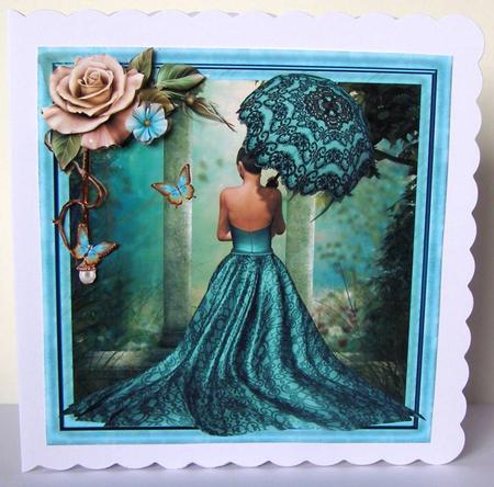 Lost in Thought with Champagne Roses Quick Card by Margaret McCartney