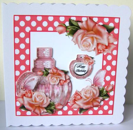 The Little Pink Perfume Bottle - Small Square Topper by Margaret McCartney