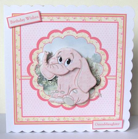 A Pink Elephant Mini Kit with Decoupage by Margaret McCartney