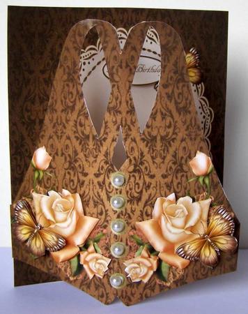 Fancy Vest Card Set with Decoupage by Margaret McCartney