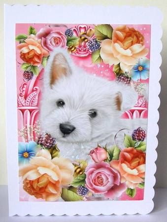 West Highland Terrier in Summer Flowers A4 by Margaret McCartney