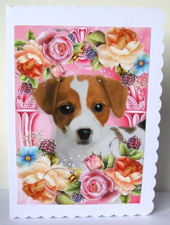 Jack Russel in Summer Flowers A4 by Margaret McCartney