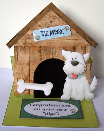 In the Dog House Easel Card and Envelope by Margaret McCartney