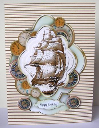 Yacht and Clocks Stacker Card by Margaret McCartney