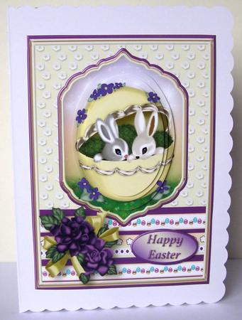 Easter Bunnies Card Front by Margaret McCartney