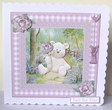 Cute Bear with Flower Topper & Decoupage by Margaret McCartney
