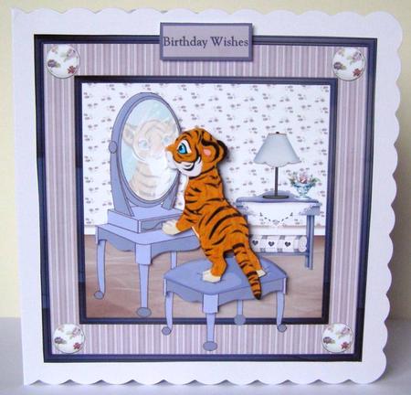 Tiger in the Mirror Card with Decoupage by Margaret McCartney