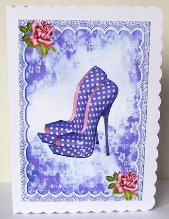 Pretty Purple Polka Dot Shoes with Roses A5 Insert by Margaret McCartney