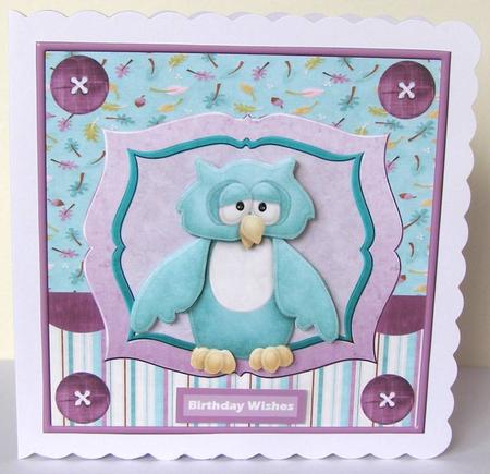 Wise Old Owl Card with Decoupage by Margaret McCartney
