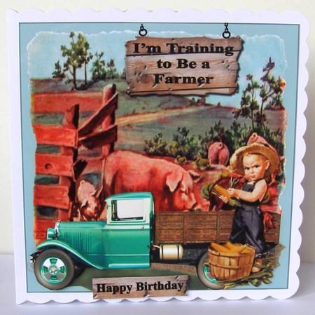 Farm Boy Card Topper with Decoupage by Margaret McCartney
