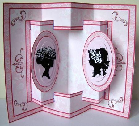 3D Concertina Pop-out - Victorian Ladies (pink) by Margaret McCartney