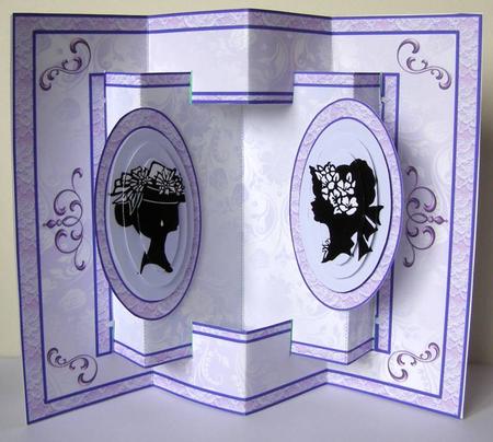 3D Concertina Pop-out - Victorian Ladies (blue) by Margaret McCartney