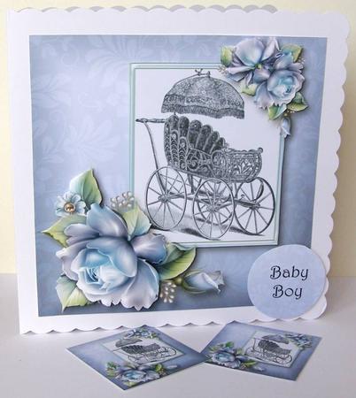 Vintage Wicker Baby Carriage - Blue Mini Kit by Margaret McCartney