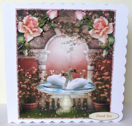 Rose Garden Swans Topper with Decoupage by Margaret McCartney