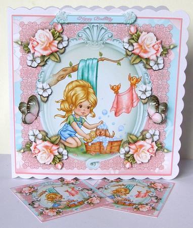 Cute Girl with Puppy Card Kit by Margaret McCartney