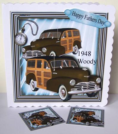 1948 Brown Vintage Woody Car, 8x8 Mini Kit by Margaret McCartney