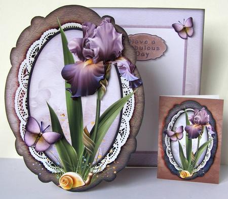 Fancy Fold Card Lillies Lilac 215 by Margaret McCartney