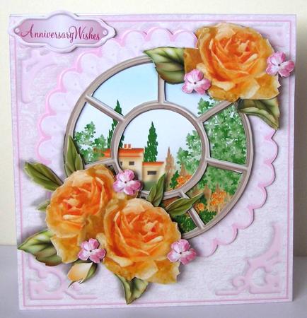 Stand Alone Easel Mini Kit Window View - Golden Summer Rose by Margaret McCartney