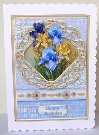 Pretty Irises Framed Pyramid Card by Margaret McCartney
