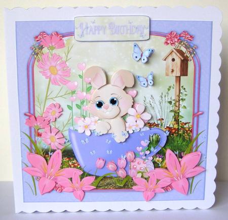 Springtime Bunny in a Teacup Card Mini Kit by Margaret McCartney