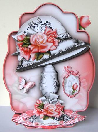 Black and White Vintage Hat with Roses by Margaret McCartney