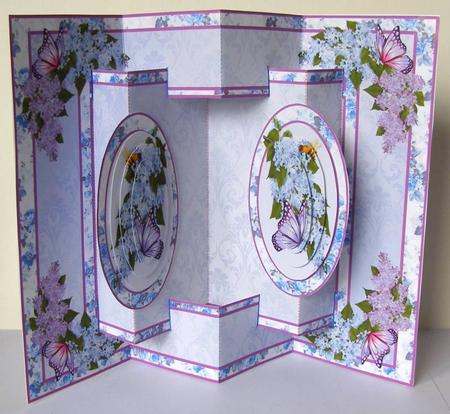 3D Concertina Pop-out - Lilacs & Butterflies by Margaret McCartney