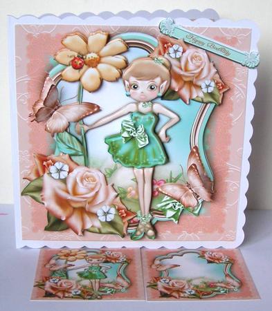 Lovely Girl with Flowers Card Kid by Margaret McCartney