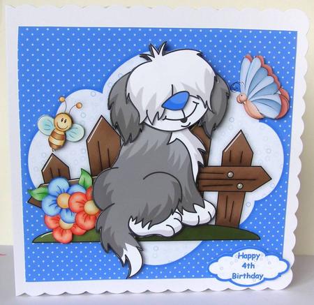 Shaggy Sheepdog - 8" Square Card Mini-kit by Margaret McCartney