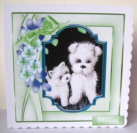 Cute Little Westies with Flowers 8x8 by Margaret McCartney