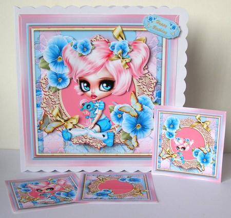 Lovely Girl with Toy Card Front Kit by Margaret McCartney