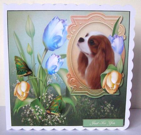 Spring Portrait of a Cavalier King Dog by Margaret McCartney