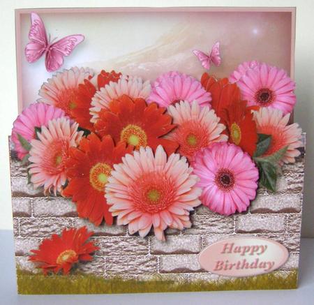 Garden Wall with Gerberas Popout Card Mini Kit by Margaret McCartney