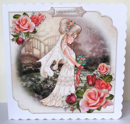 Blushing Bride - stunning Shaped 8x8 Quick Card by Margaret McCartney