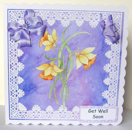 8x8 Daffodils with Sentiments and Decoupage by Margaret McCartney