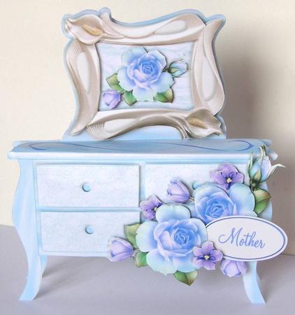 Flower Chest 3D Shelf Card Mini-kit - Bluerose by Margaret McCartney