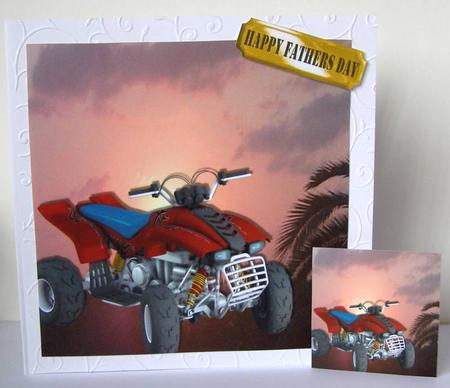 Red Quadbike in the Sunset 8x8 by Margaret McCartney