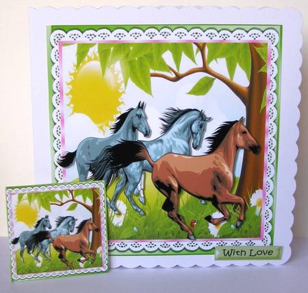 Wild Horses in the Meadow with Sunshine 8x8 by Margaret McCartney