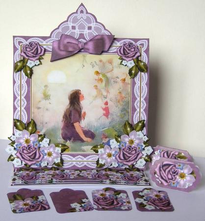 Lavender Fairy Lace Top Easel Card & Envelope Kit by Margaret McCartney