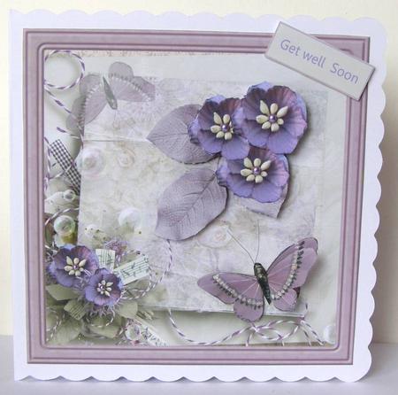 Violets and Butterfly Card with Decoupage by Margaret McCartney